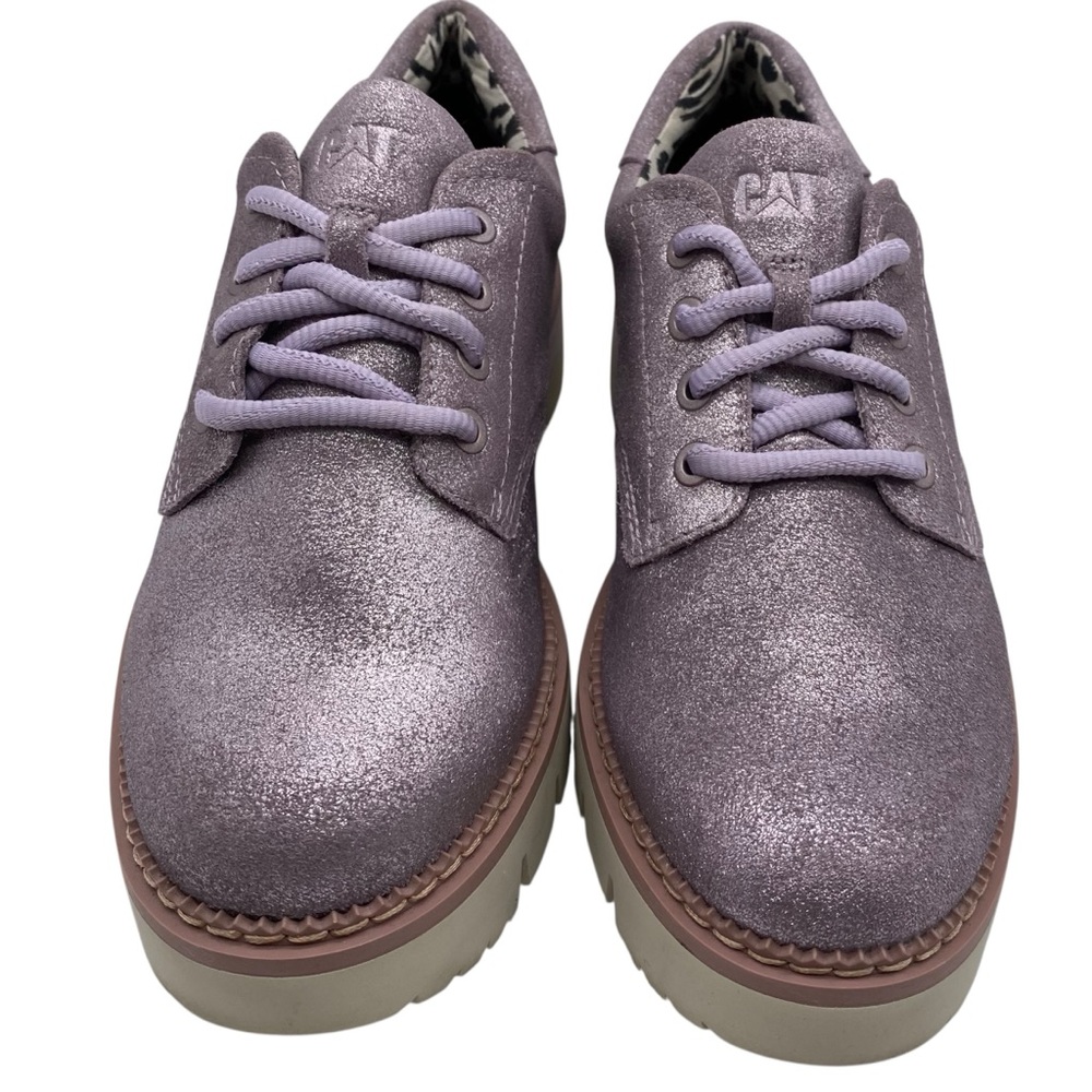 CAT Brand Womens Shoes Leather Platform Oxford Sz 6 Purple Chunky Preppy Modern - Picture 7 of 15
